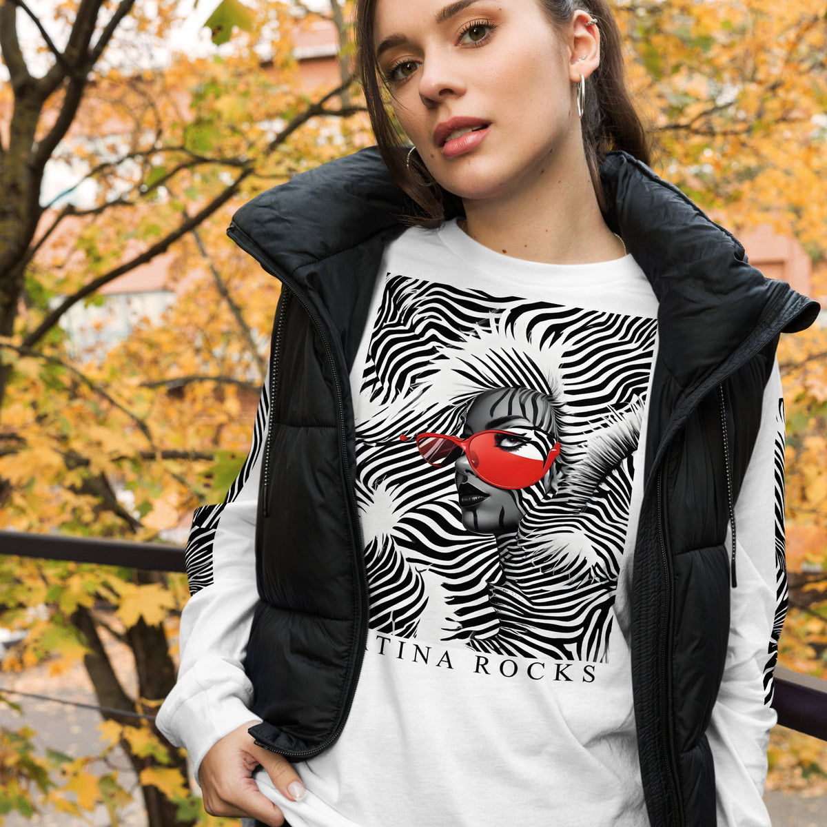 Latina Fashion- 80's Artsy Wild Women's Long Sleeve Tee