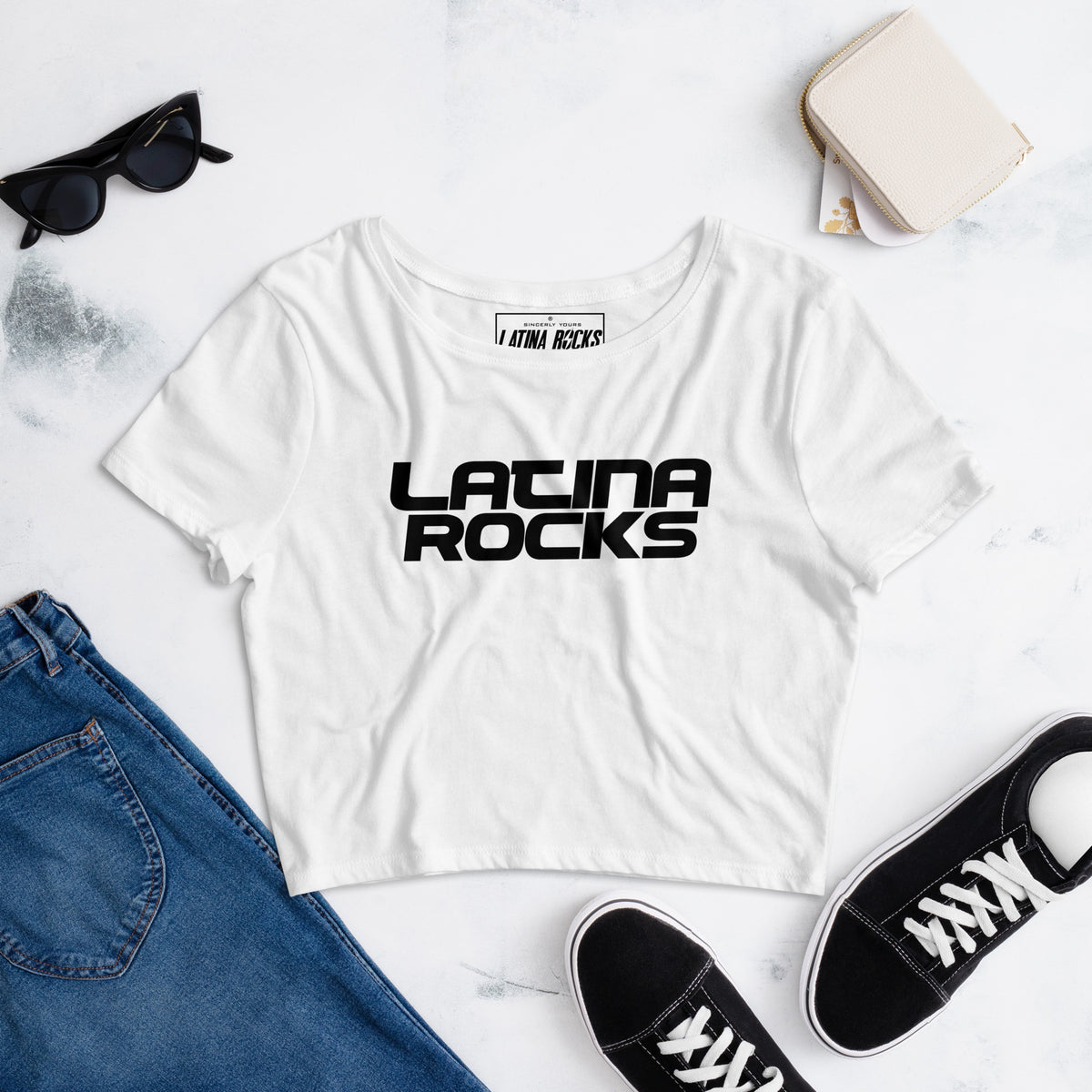 Latina Rocks Script Women’s Crop Tee