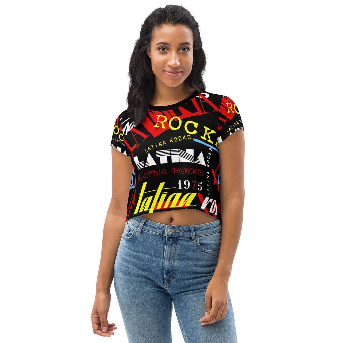 Latina Rocks Text Script Crop Top