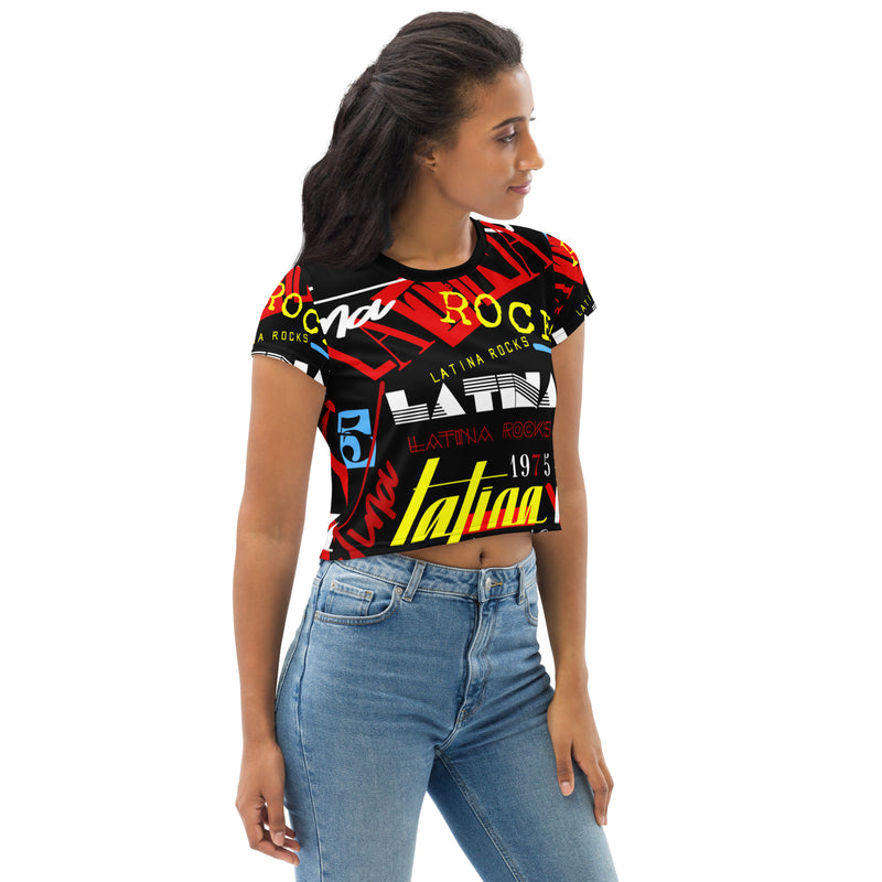 Latina Rocks Text Script Crop Top